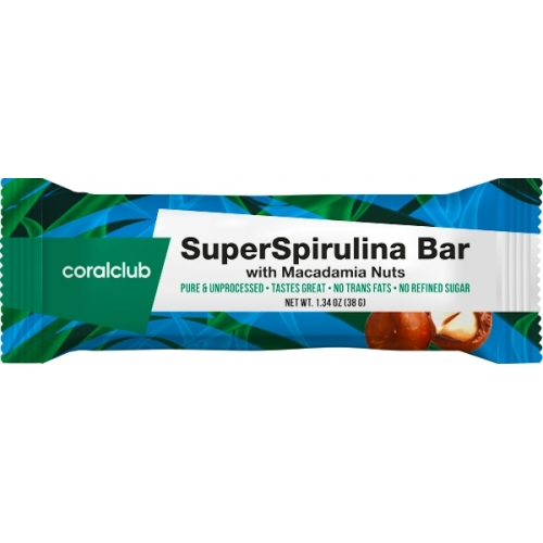 Energía: Barrita Super Spirulina con Nuez de Macadamia (Coral Club)